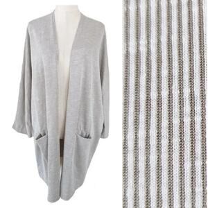Donni | Oversized Ribbed Striped Sandwash Cardigan with Pockets